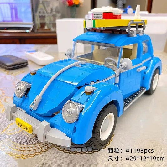 Classic Beetle car building block model front view