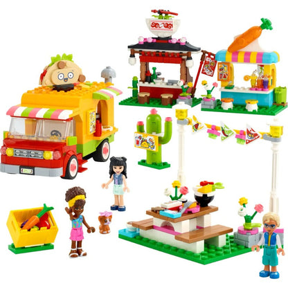 Street food market building block set assembled