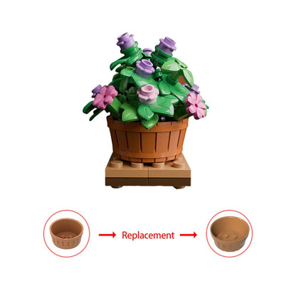 Flowerpot MOC building block set, close-up detail