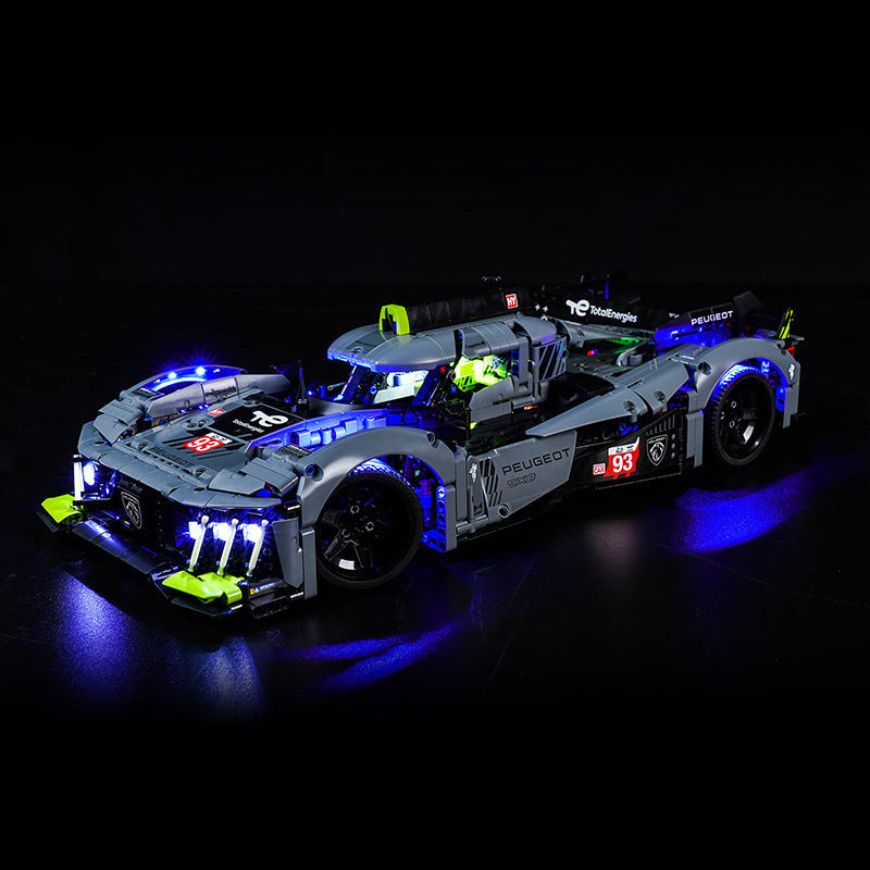 Assembled hypercar model with LED light kit installed