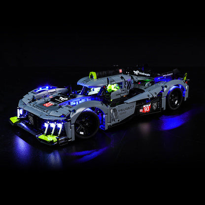 Assembled hypercar model with LED light kit installed