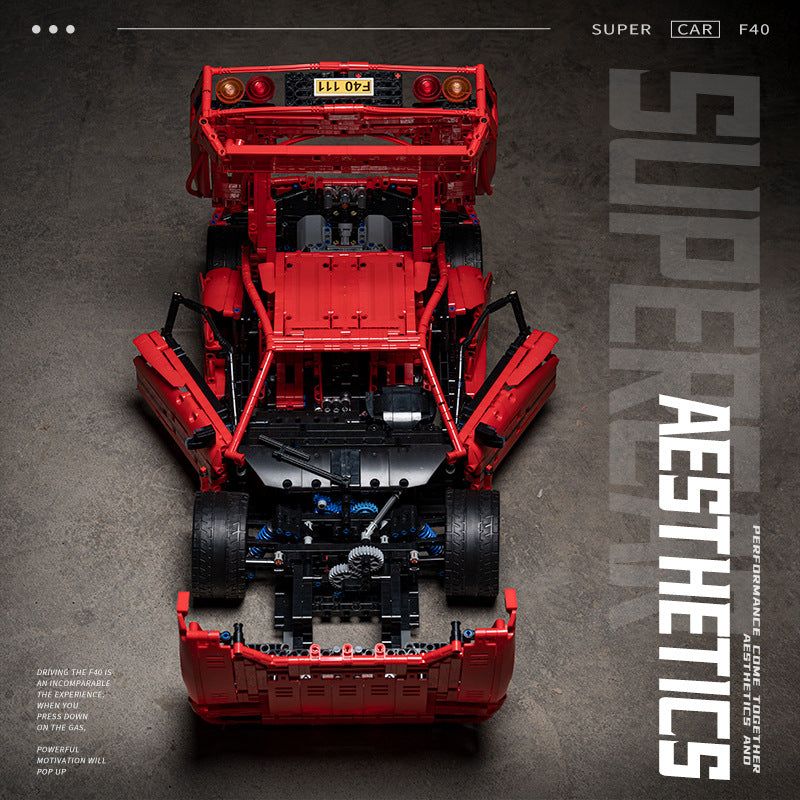 Italian classic supercar building block model, top-down view