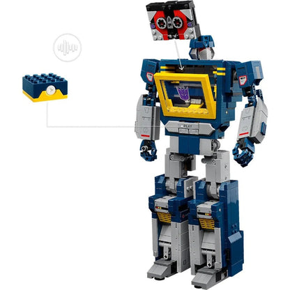 Assembled robot model built from ABS plastic bricks