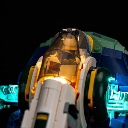 Bounty hunter starship shown lit up with the LED kit