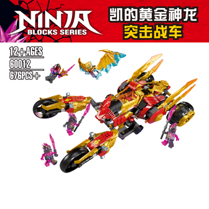 Assembled golden dragon raider building block set