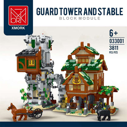 Guard Tower and Stable Building Block Set – 3811 PCS – full display view