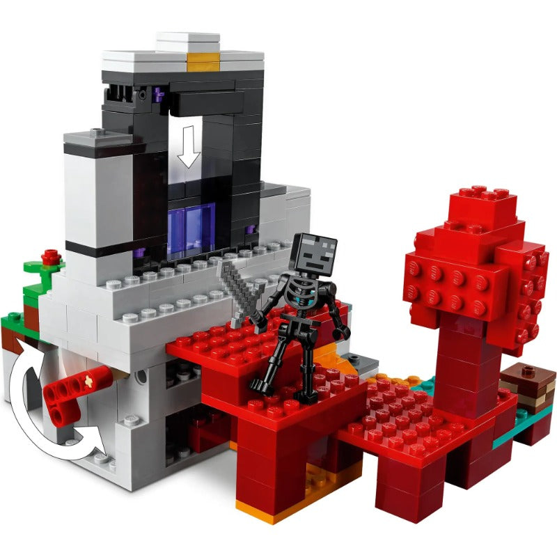 Close-up of the portal's blocky detailing