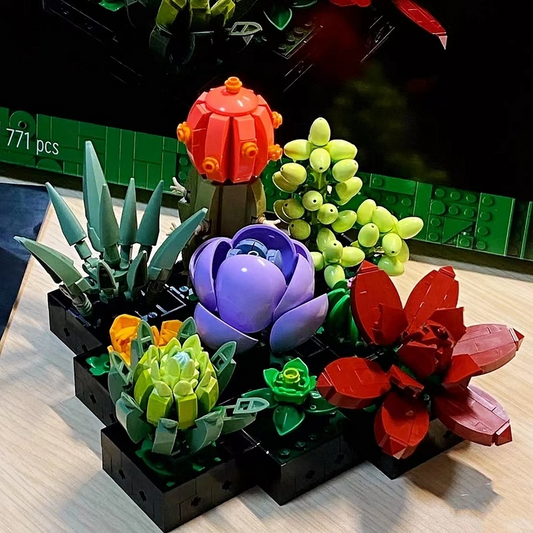 Succulents building block set, fully assembled