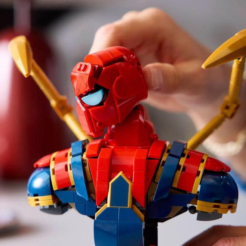 Side angle of the Iron Spider-Man bust building set