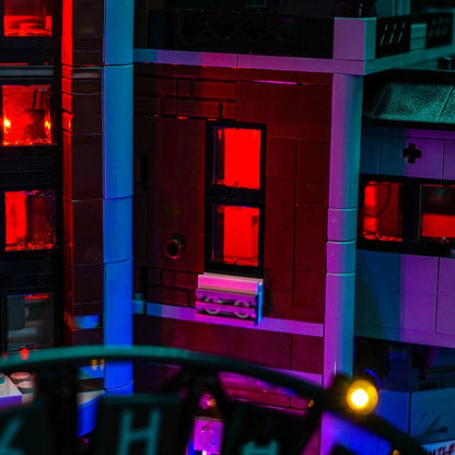 Rear view of the assembled asylum building block model