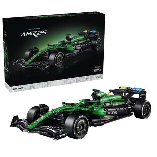 Formula racing car building block model, front view