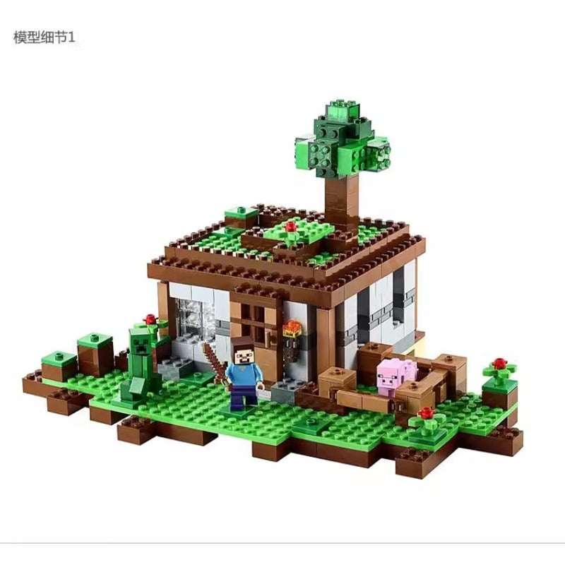 Full assembled pixel-style night survival diorama