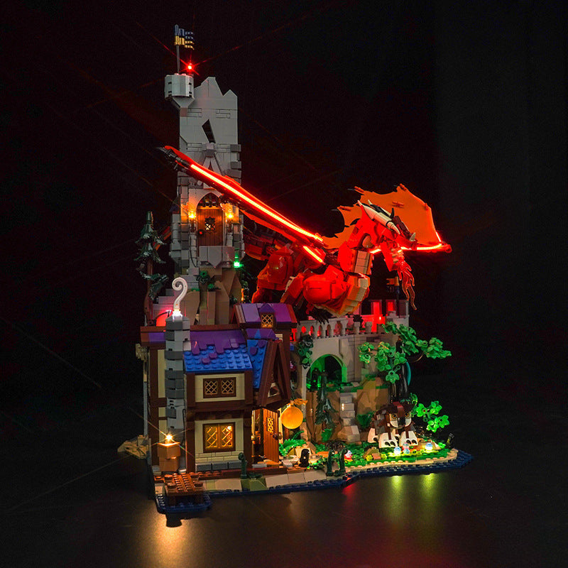 Red dragon brick model wing and tail detail