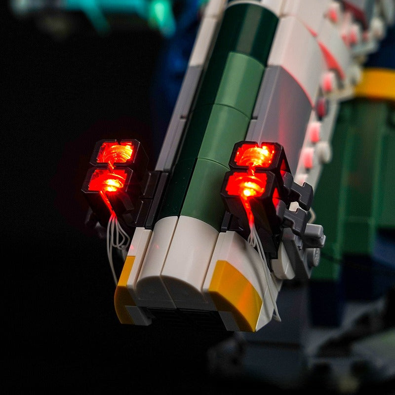 Underside view of the assembled starship model