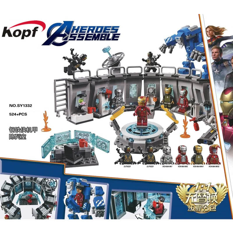 Assembled superhero showroom display building block base