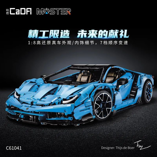 anniversary edition Italian supercar building block model, front three-quarter view