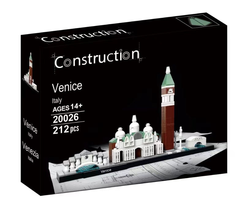 Venice Italy skyline architecture building block set