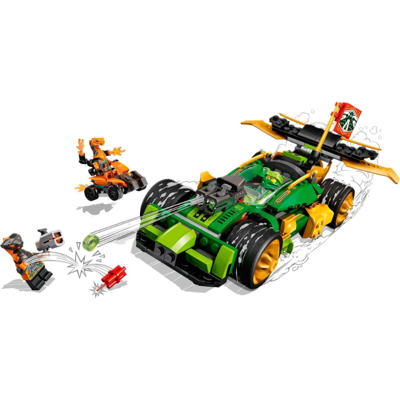 Assembled ninja-themed race car building block set