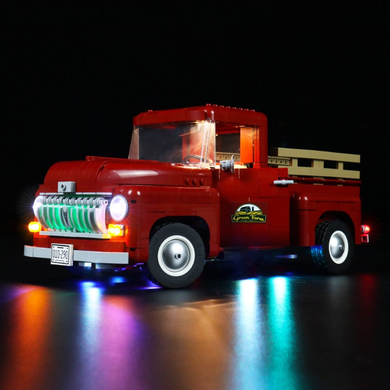 Pickup truck building block model shown with LED lighting option