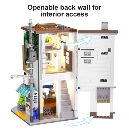 Steam Bun Shop Building Set detailed close-up of brick construction
