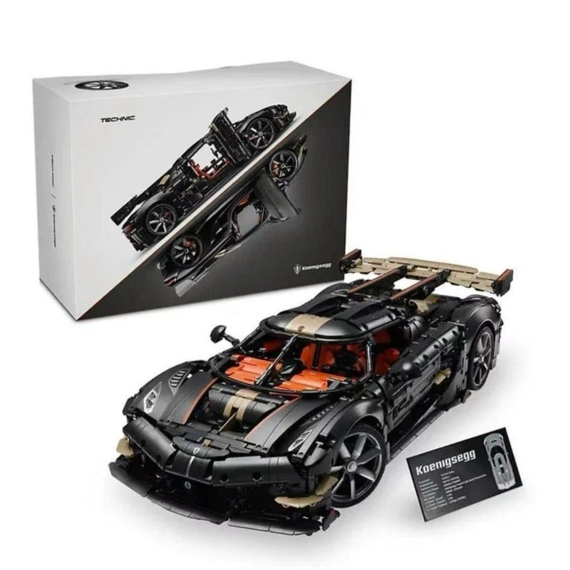 1:8 scale hypercar building block model, front three-quarter view