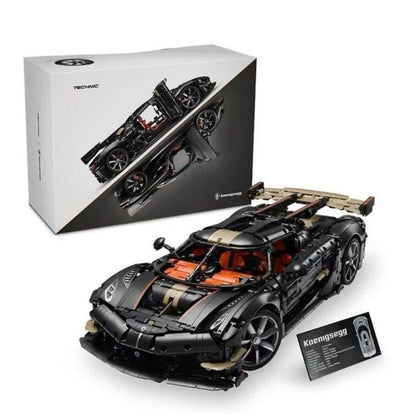 1:8 scale hypercar building block model, front three-quarter view