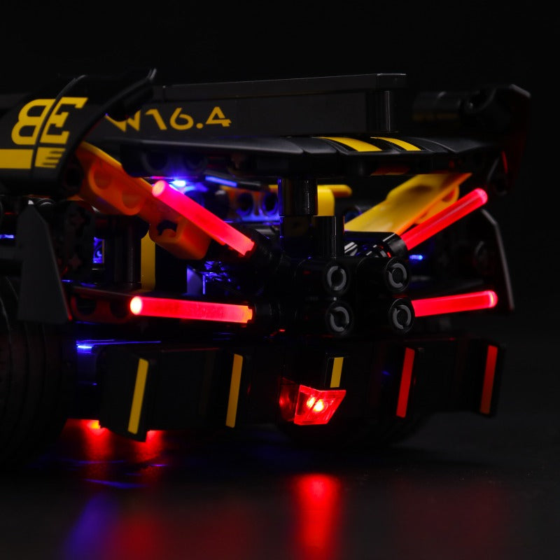 Close-up of hypercar building block wheel and body detail