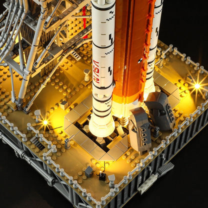 Close-up of engine detail at the base of the rocket model