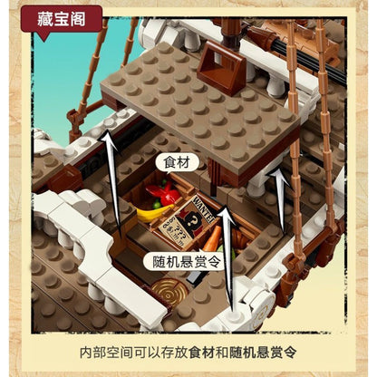 The Going Merry Pirate Ship building block model, build in progress