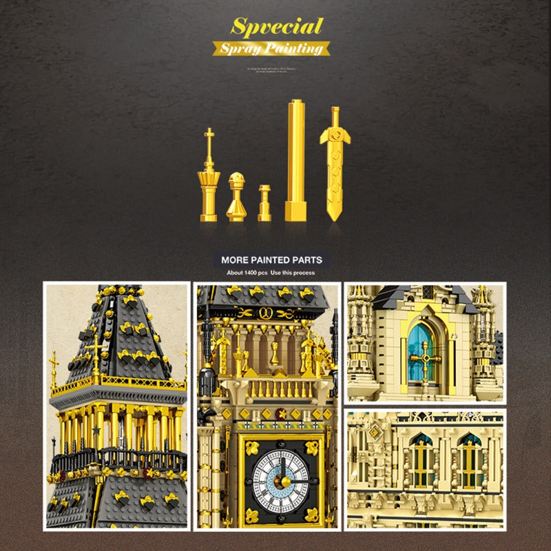 big ben clock tower building block set display setting view