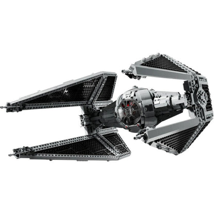 Underside view of the assembled starfighter building block model