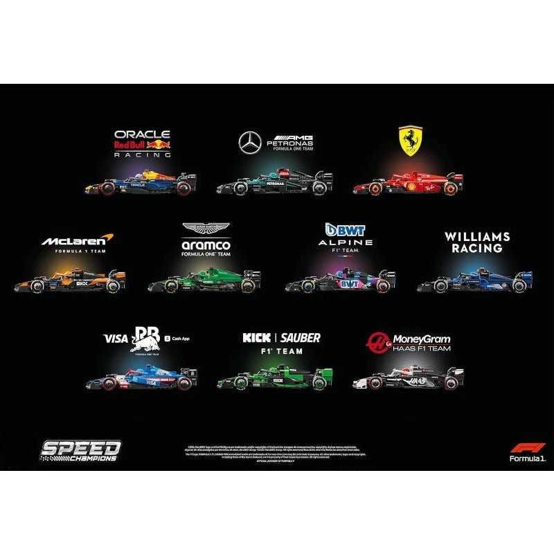Formula 1 building block models shown from another angle