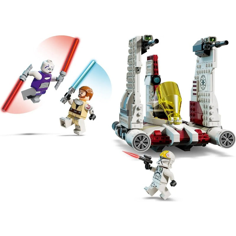 Side profile of the assembled space building block starfighter