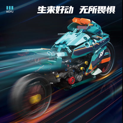 Rear detail of the cyber motorcycle building set
