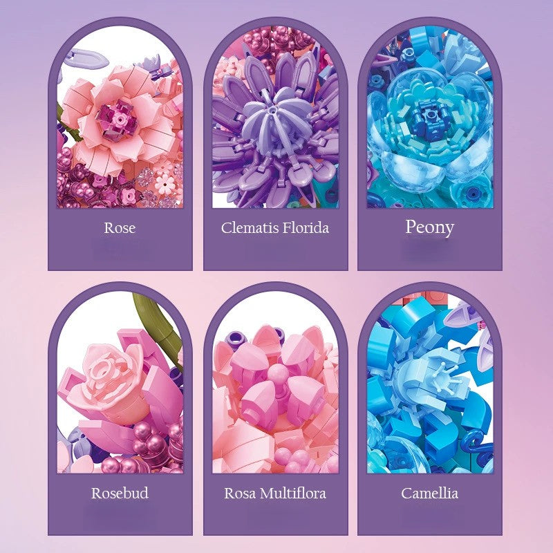 Moon Flower building block set assembled display