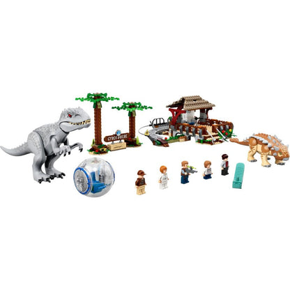 Indominus Rex hybrid dinosaur building block model with articulated jaw