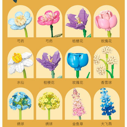 Fingertip Romance flower building block set full model view