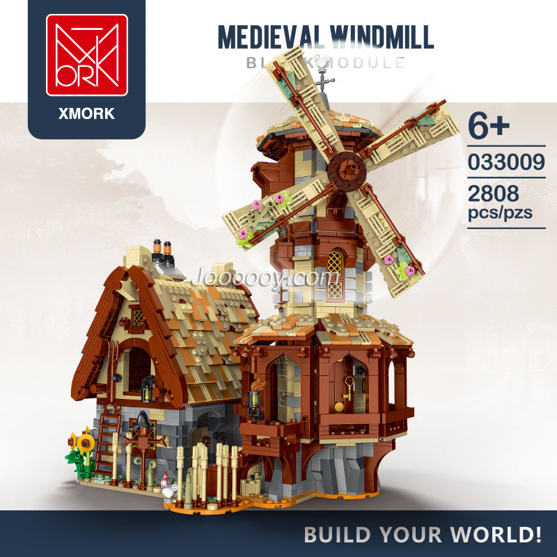 medieval windmill building block set exterior detail view