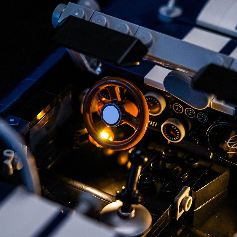 classic American roadster building block model, cockpit and interior detail