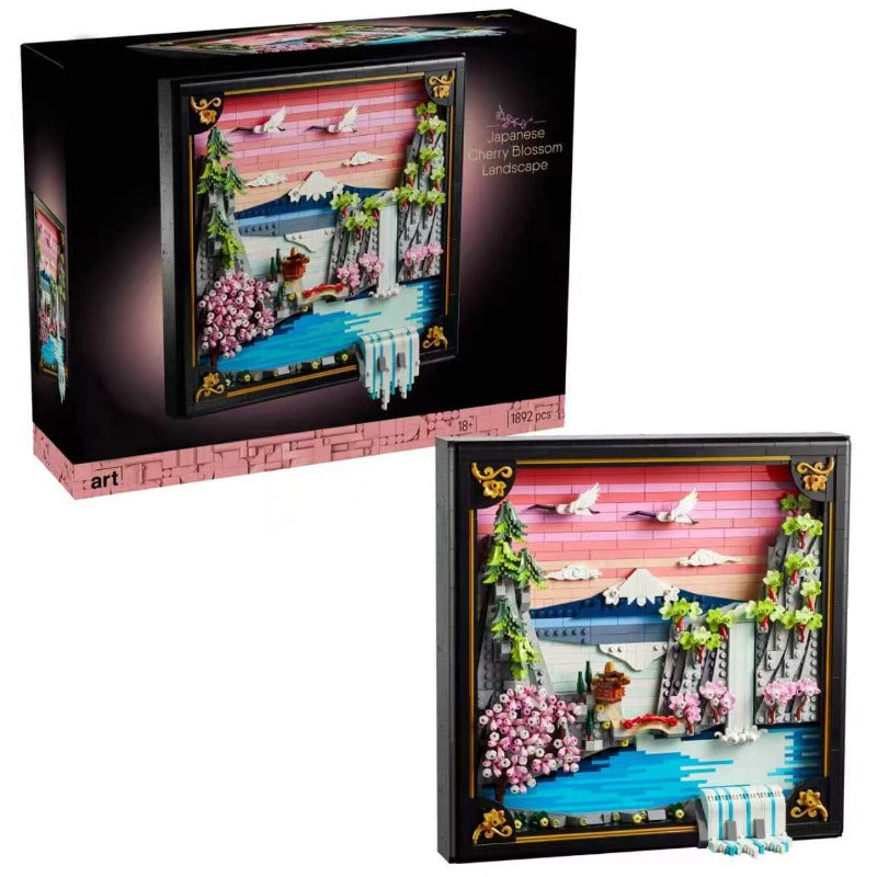 Japanese cherry blossom landscape building block set, main view