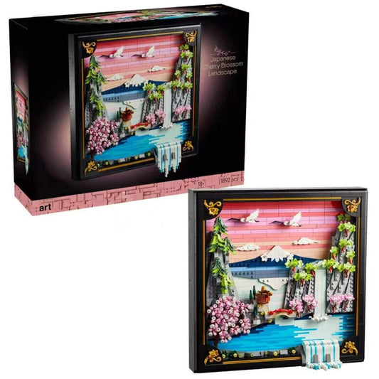 Japanese cherry blossom landscape building block set, main view