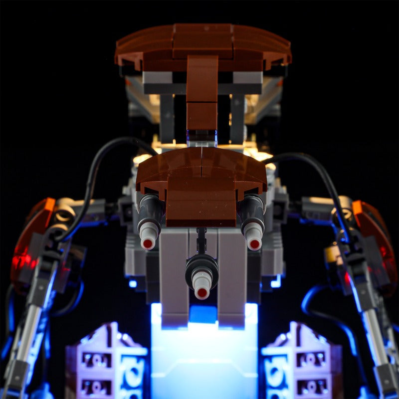 Detail view of the droid's joints and panels