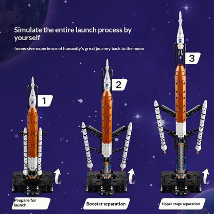Another view of the assembled Space Launch System display model