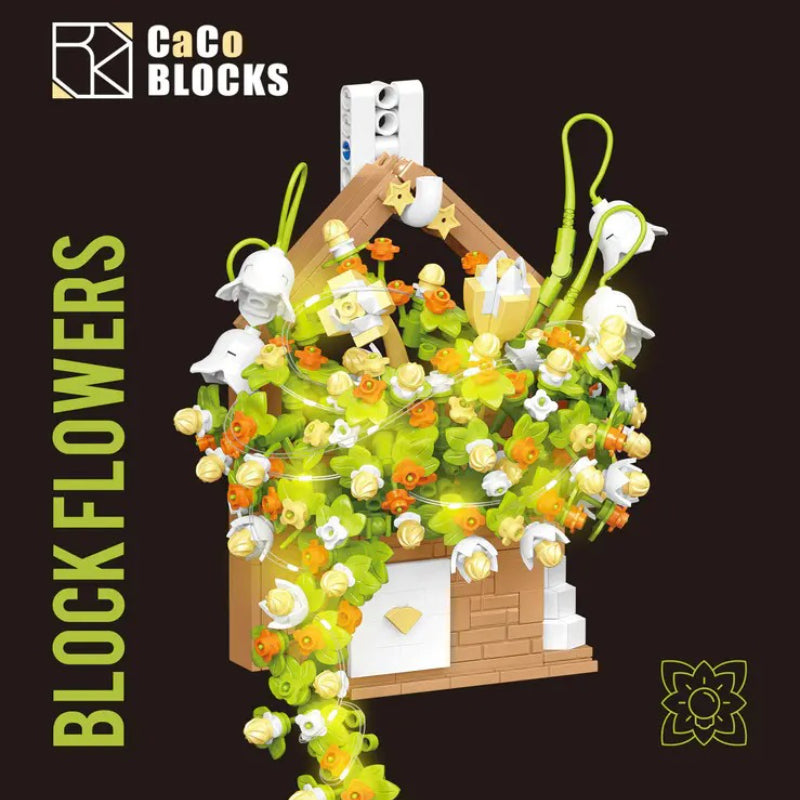 Potted flower building block set version D006-1