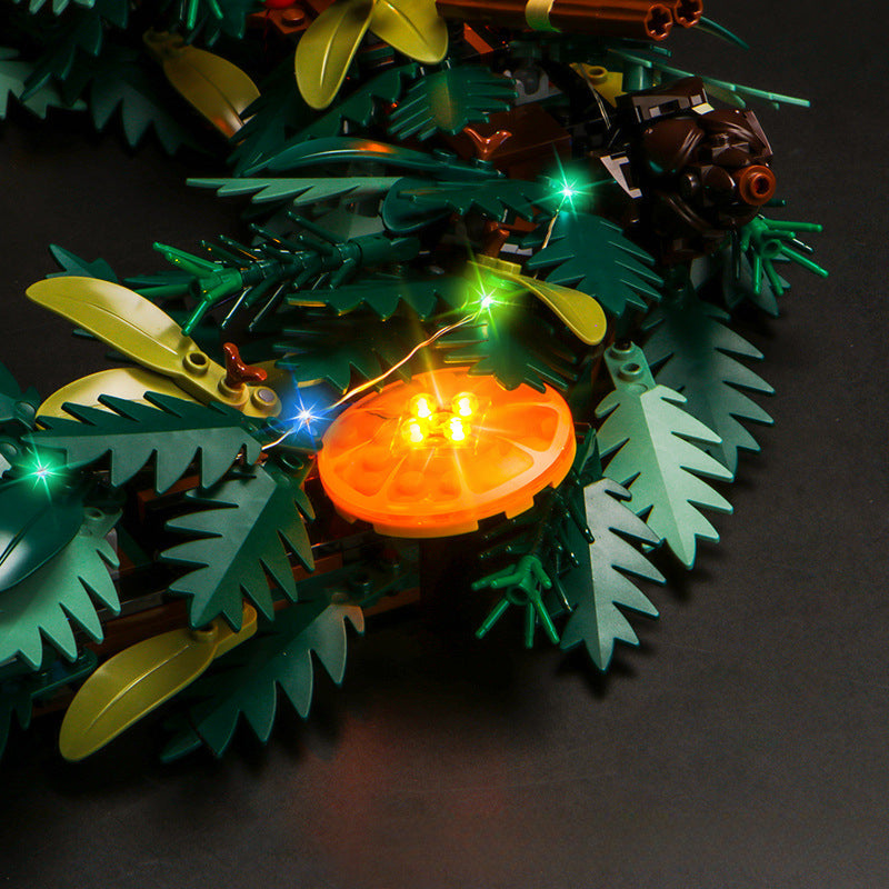 Additional angle of the assembled festive wreath display
