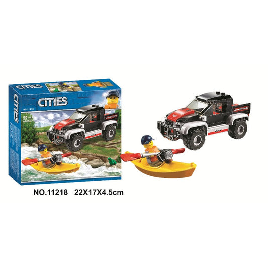 Kayak adventure vehicle building block model assembled