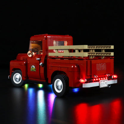 Close-up of built pickup truck details in ABS plastic bricks