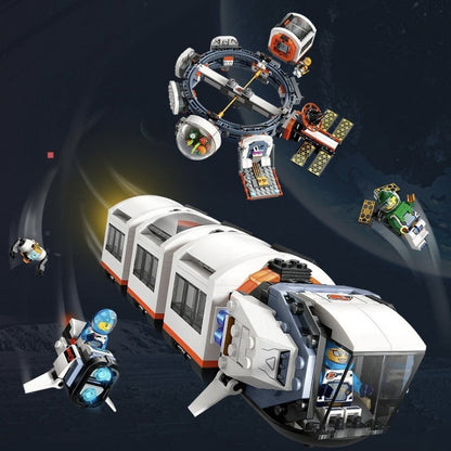 Modular space station set docking section view