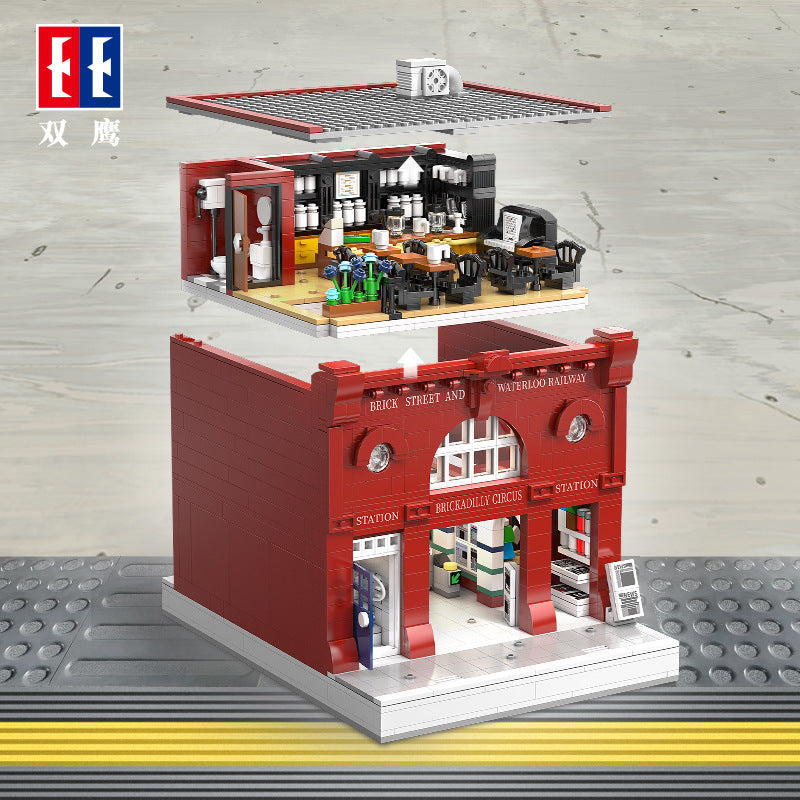 london underground station building block set assembled model close-up