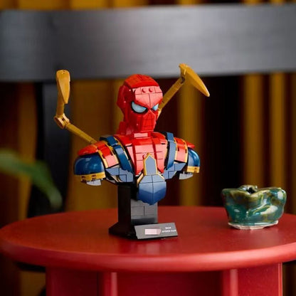 Front view of the finished superhero bust brick model